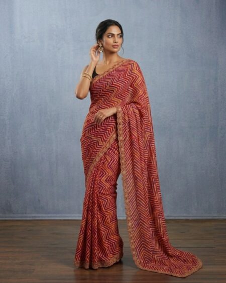 Lightweight Designer Saree with Modern Chevron Print