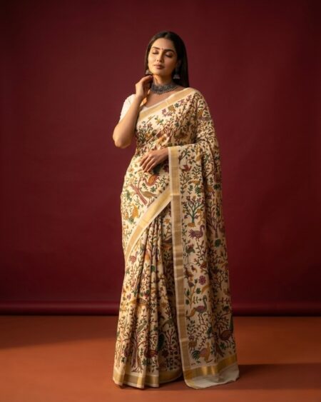 Festive Wear Floral Printed Saree with Contrast Border