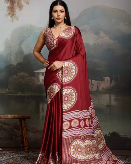 Luxury Women's Ethnic Saree with Heritage Print Design